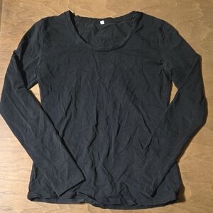 Black Long Sleeve Scoop Neck Top